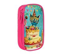 BNVSADC Happy Birthday Printed Pencil Case for Girls Boys, Large Capacity Pencil Pouch Cute Pencil Box Adult Makeup Bag with 2 Compartments, Pink