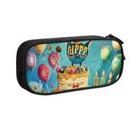 BNVSADC Happy Birthday Printed Pencil Case Large Pen Bag Cute Pencil Box Pouch Office School Stationery Organizer for Girls Boys, Black