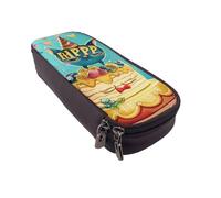 BNVSADC Happy Birthday Printed PU Leather Flip Pencil Case, Cute Pencil Box Pen Bag Stationery Organizer Makeup Bag for School Office Travel