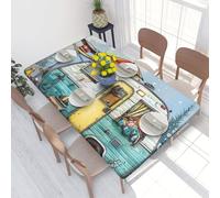 BNVSADC Happy Campers Printed 4FT Tablecloth 122x76 CM Polyester Kitchen Water Resistant Table Cloth Dining Table Decoration Table Covers
