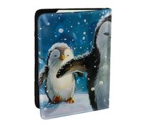 BNVSADC Happy Penguin Printed Passport Holder Travel PU Leather Passport Cover Case Organiser for Men Women, 6.5 inch