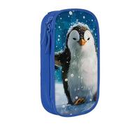 BNVSADC Happy Penguin Printed Pencil Case for Girls Boys, Large Capacity Pencil Pouch Cute Pencil Box Adult Makeup Bag with 2 Compartments, Blue