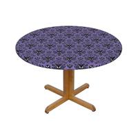 BNVSADC Haunted The Mansion Printed Round Tablecloth with Elastic Edged, S(122CM Diameter), Kitchen Water Resistant Fabric Table Cloth Dining Table Decoration Table Covers
