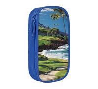 BNVSADC Hawaii Beach Golf Course Printed Pencil Case for Girls Boys, Large Capacity Pencil Pouch Cute Pencil Box Adult Makeup Bag with 2 Compartments, Blue