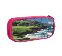 BNVSADC Hawaii Beach Golf Course Printed Pencil Case Large Pen Bag Cute Pencil Box Pouch Office School Stationery Organizer for Girls Boys, Pink