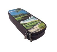 BNVSADC Hawaii Beach Golf Course Printed PU Leather Flip Pencil Case, Cute Pencil Box Pen Bag Stationery Organizer Makeup Bag for School Office Travel