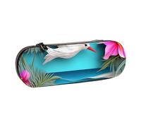 BNVSADC Hawaii Beach Hibiscus Printed Leather Pencil Pen Case & Makeup Bag - Stylish Hard Shell Pencil Bag Stationery Organizer Pouch for School Office Travel