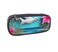 BNVSADC Hawaii Beach Hibiscus Printed Leather Pencil Pen Case & Makeup Bag - Stylish Pencil Bag Stationery Organizer Pouch for School Office Travel