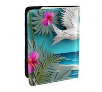 BNVSADC Hawaii Beach Hibiscus Printed Passport Holder Travel PU Leather Passport Cover Case Organiser for Men Women, 6.5 inch