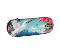 BNVSADC Hawaii Hibiscus Flower Printed Leather Pencil Pen Case & Makeup Bag - Stylish Hard Shell Pencil Bag Stationery Organizer Pouch for School Office Travel