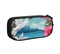 BNVSADC Hawaii Hibiscus Flower Printed Pencil Case Large Pen Bag Cute Pencil Box Pouch Office School Stationery Organizer for Girls Boys, Black