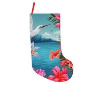 BNVSADC Hawaii Hibiscus Flower Printed Xmas Tree Decor Christmas Stockings 18 inch Festive Supplies Holiday Party Decoration