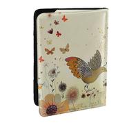 BNVSADC Hen Flying Butterflies Among Flower Printed Passport Holder Travel PU Leather Passport Cover Case Organiser for Men Women, 6.5 inch