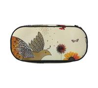 BNVSADC Hen Flying Butterflies Among Flower Printed Pencil Case Cute Pencil Bag Pen Pouch Large Stationery Organizer Makeup Bag for Teen Boys Girls School Students Office