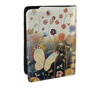 BNVSADC Hen Flying Butterflies Among Flowers Printed Passport Holder Travel PU Leather Passport Cover Case Organiser for Men Women, 6.5 inch