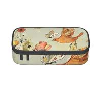 BNVSADC Hen Flying Butterflies Among Flowers Printed Pencil Case Cute Pencil Box Bag Pen Pouch Office School Stationery Organizer for School Travel Work