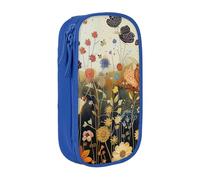 BNVSADC Hen Flying Butterflies Among Flowers Printed Pencil Case for Girls Boys, Large Capacity Pencil Pouch Cute Pencil Box Adult Makeup Bag with 2 Compartments, Blue