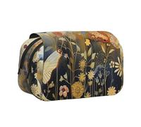 BNVSADC Hen Flying Butterflies Among Flowers Printed Print Flip Top Double Layer Pencil Case - Large Capacity School Supplies Organizer for Students, Kids, Teens, Artists, Travel & Office Use
