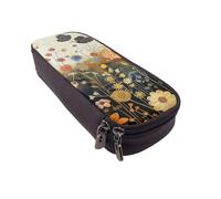 BNVSADC Hen Flying Butterflies Among Flowers Printed PU Leather Flip Pencil Case, Cute Pencil Box Pen Bag Stationery Organizer Makeup Bag for School Office Travel