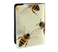 BNVSADC Honey bee Printed Passport Holder Travel PU Leather Passport Cover Case Organiser for Men Women, 6.5 inch