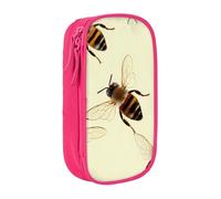 BNVSADC Honey bee Printed Pencil Case for Girls Boys, Large Capacity Pencil Pouch Cute Pencil Box Adult Makeup Bag with 2 Compartments, Pink