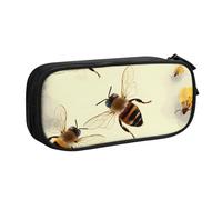 BNVSADC Honey bee Printed Pencil Case Large Pen Bag Cute Pencil Box Pouch Office School Stationery Organizer for Girls Boys, Black
