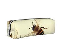 BNVSADC Honey bee Printed Pencil Case Leather Pencil Pouch Cute Stationery Pencil Pen Bag with Zipper for School Office Travel