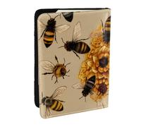 BNVSADC Honey Bees Printed Passport Holder Travel PU Leather Passport Cover Case Organiser for Men Women, 6.5 inch