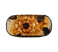 BNVSADC Honey Bees Printed Pencil Case Cute Pencil Bag Pen Pouch Large Stationery Organizer Makeup Bag for Teen Boys Girls School Students Office