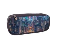 BNVSADC Hong Kong Printed Leather Pencil Pen Case & Makeup Bag - Stylish Pencil Bag Stationery Organizer Pouch for School Office Travel