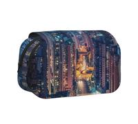 BNVSADC Hong Kong Printed Print Flip Top Double Layer Pencil Case - Large Capacity School Supplies Organizer for Students, Kids, Teens, Artists, Travel & Office Use