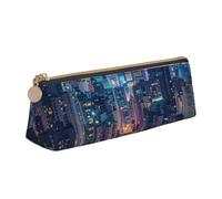 BNVSADC Hong Kong Printed Triangle Pencil Case Leather Pencil Pouch Cute Stationery Pencil Pen Bag for School Office Travel