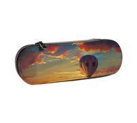 BNVSADC hot air Balloon Sunset Printed Leather Pencil Pen Case & Makeup Bag - Stylish Hard Shell Pencil Bag Stationery Organizer Pouch for School Office Travel