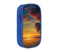 BNVSADC hot air Balloon Sunset Printed Pencil Case for Girls Boys, Large Capacity Pencil Pouch Cute Pencil Box Adult Makeup Bag with 2 Compartments, Blue