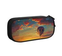 BNVSADC hot air Balloon Sunset Printed Pencil Case Large Pen Bag Cute Pencil Box Pouch Office School Stationery Organizer for Girls Boys, Black