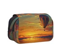 BNVSADC hot air Balloon Sunset Printed Print Flip Top Double Layer Pencil Case - Large Capacity School Supplies Organizer for Students, Kids, Teens, Artists, Travel & Office Use