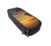 BNVSADC hot air Balloon Sunset Printed PU Leather Flip Pencil Case, Cute Pencil Box Pen Bag Stationery Organizer Makeup Bag for School Office Travel