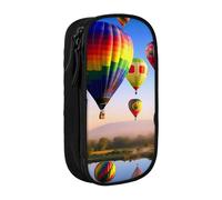 BNVSADC Hot Air Balloons Printed Pencil Case for Girls Boys, Large Capacity Pencil Pouch Cute Pencil Box Adult Makeup Bag with 2 Compartments, Black