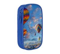 BNVSADC Hot Air Balloons Printed Pencil Case for Girls Boys, Large Capacity Pencil Pouch Cute Pencil Box Adult Makeup Bag with 2 Compartments, Blue