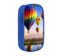 BNVSADC Hot Air Balloons Printed Pencil Case for Girls Boys, Large Capacity Pencil Pouch Cute Pencil Box Adult Makeup Bag with 2 Compartments, Blue