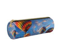 BNVSADC Hot Air Balloons Printed Round Pencil Case Leather Pencil Pouch Cute Stationery Pencil Pen Bag for School Office Travel