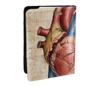 BNVSADC Human Anatomy Heart Chart Printed Passport Holder Travel PU Leather Passport Cover Case Organiser for Men Women, 6.5 inch
