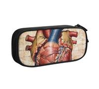 BNVSADC Human Anatomy Heart Chart Printed Pencil Case Large Pen Bag Cute Pencil Box Pouch Office School Stationery Organizer for Girls Boys, Black