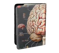 BNVSADC Human Brain Printed Passport Holder Travel PU Leather Passport Cover Case Organiser for Men Women, 6.5 inch