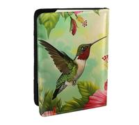 BNVSADC Hummingbirds Red Flower Hibiscus Printed Passport Holder Travel PU Leather Passport Cover Case Organiser for Men Women, 6.5 inch
