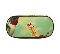 BNVSADC Hummingbirds Red Flower Hibiscus Printed Pencil Case Cute Pencil Bag Pen Pouch Large Stationery Organizer Makeup Bag for Teen Boys Girls School Students Office