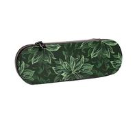 BNVSADC Hunter Green Floral Petals Pattern Printed Leather Pencil Pen Case & Makeup Bag - Stylish Hard Shell Pencil Bag Stationery Organizer Pouch for School Office Travel
