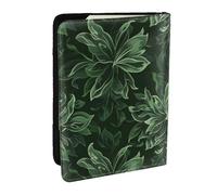 BNVSADC Hunter Green Floral Petals Pattern Printed Passport Holder Travel PU Leather Passport Cover Case Organiser for Men Women, 6.5 inch