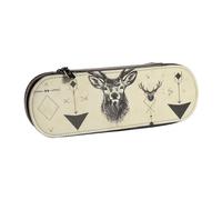 BNVSADC Hunting Arrows Triangles Deer Printed Leather Pencil Pen Case & Makeup Bag - Stylish Hard Shell Pencil Bag Stationery Organizer Pouch for School Office Travel