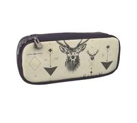 BNVSADC Hunting Arrows Triangles Deer Printed Leather Pencil Pen Case & Makeup Bag - Stylish Pencil Bag Stationery Organizer Pouch for School Office Travel